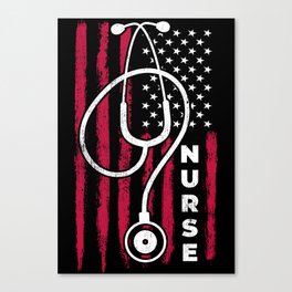 Nurse Stethoscope American Flag Vintage Retro USA Canvas Print