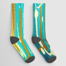 Blue Gold Swirl Socks