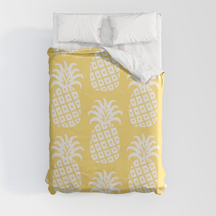 Retro Mid Century Modern Pineapple Pattern 732 Yellow Duvet Cover