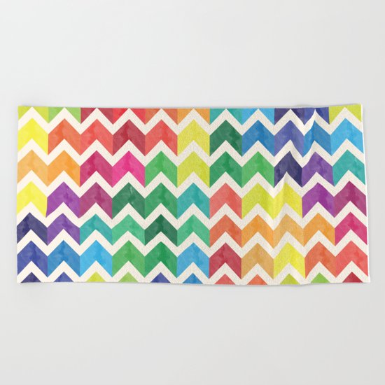 Watercolor Chevron Pattern IV Beach Towel