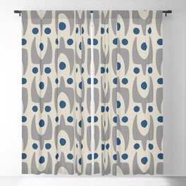 Mid Century Modern Abstract Pattern 149 Gray and Blue Blackout Curtain
