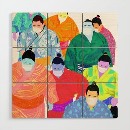 SUMO WRESTLERS IN MASKS Wood Wall Art