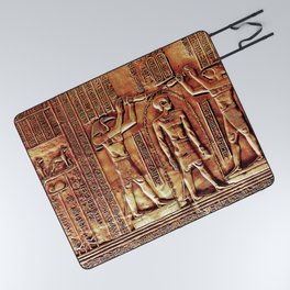 Egyptian Thoth Horus Hieroglyph Pyramid Picnic Blanket