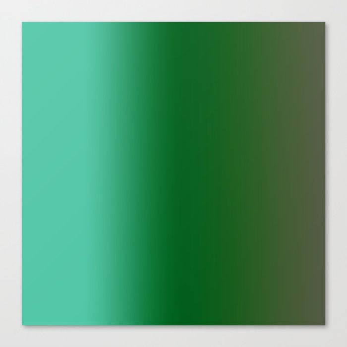 Modern Aqua Green And Herbal Chive Green Ombre Gradient Abstract Pattern Canvas Print