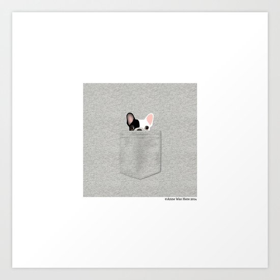 Pocket French Bulldog - Pied Art Print