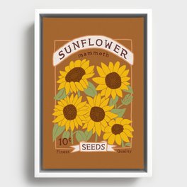 Sunflower Seed Packet (Brown Background) Framed Canvas