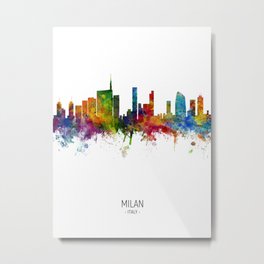 Milan Italy Skyline Metal Print | Milanprint, Cityscape, Milancanvas, Silhouette, Painting, Milan, Skyline, Watercolor, Michaeltompsett, Milanitaly 