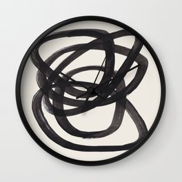 Mid Century Modern Minimalist Abstract Art Brush Strokes Black & White Ink Art Spiral Circles Wall Clock | Inkart, Spiralcircles, Brushstrokes, Watercolor, Ink, Pattern, Midcentury, Abstractart, Modernminimalist, Painting 