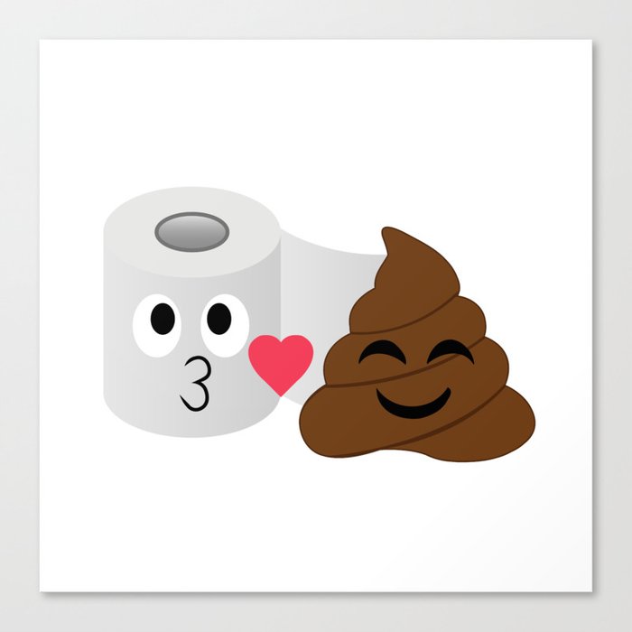 Poop and toilet tissue couple in a romantic mood Canvas Print
