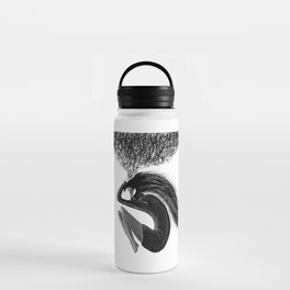 Disturbing  thoughts of a young girl digital art black and white graphics Water Bottle