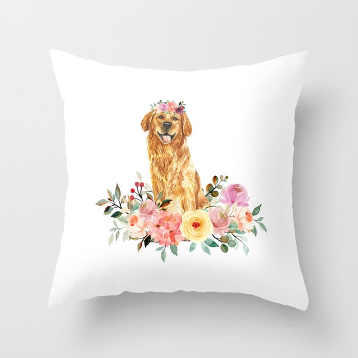 Flower Dog Throw Pillow