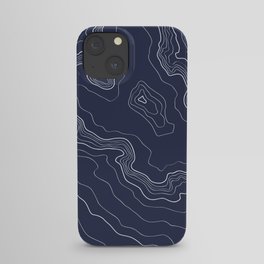 Navy topography map iPhone Case