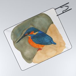 Watercolor Kingfisher Picnic Blanket