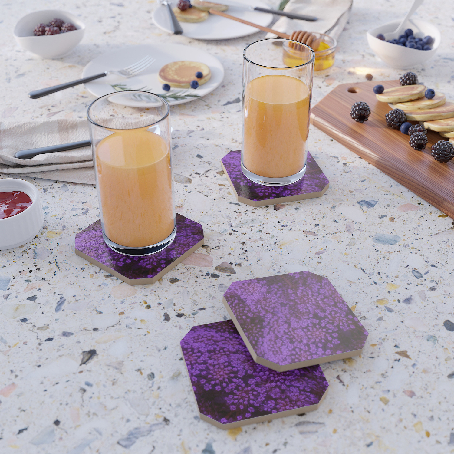 Purple Queen Anne S Lace Landscape Coaster By Oliviahathaway