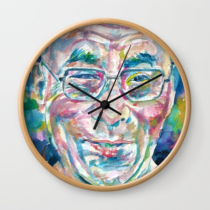 14th DALAI LAMA - TENZIN GYATSO - watercolor portrait.2 Wall Clock