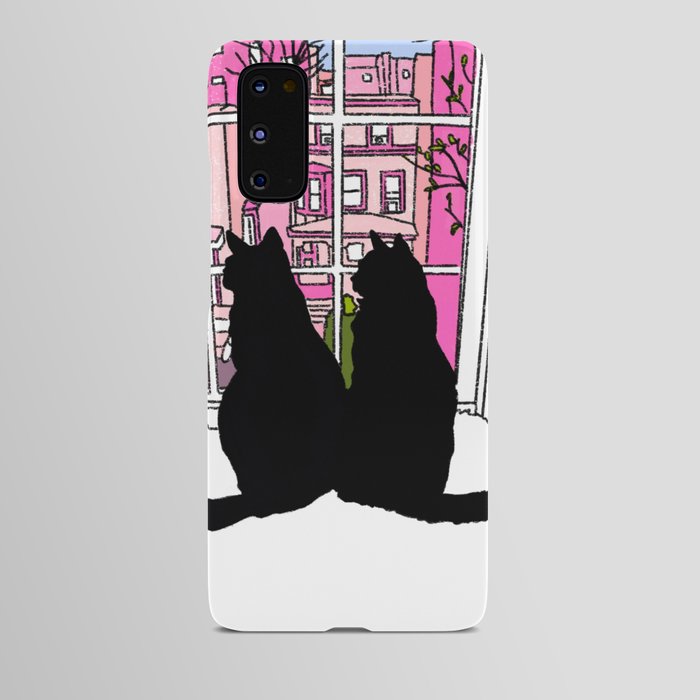 Window Cats Silhouette Spring Morning Android Case