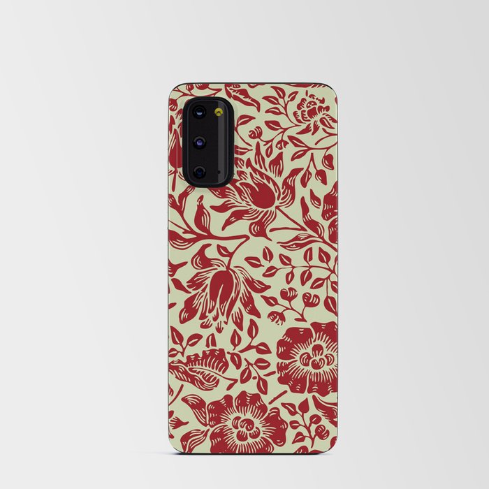 Modern William Morris Red Cream Floral Leaves Pattern Android Card Case