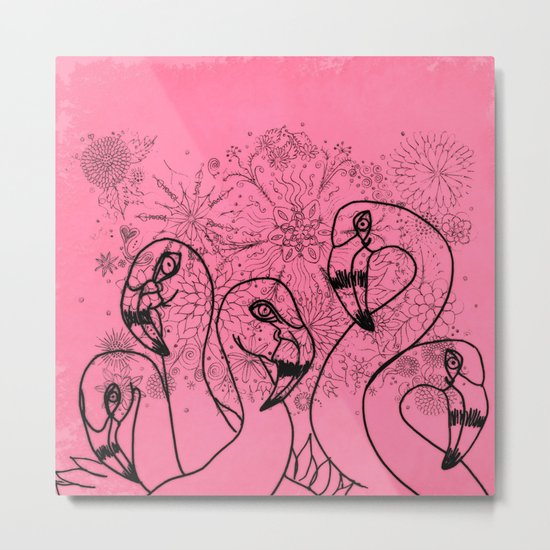 Pink Flamingos Metal Print