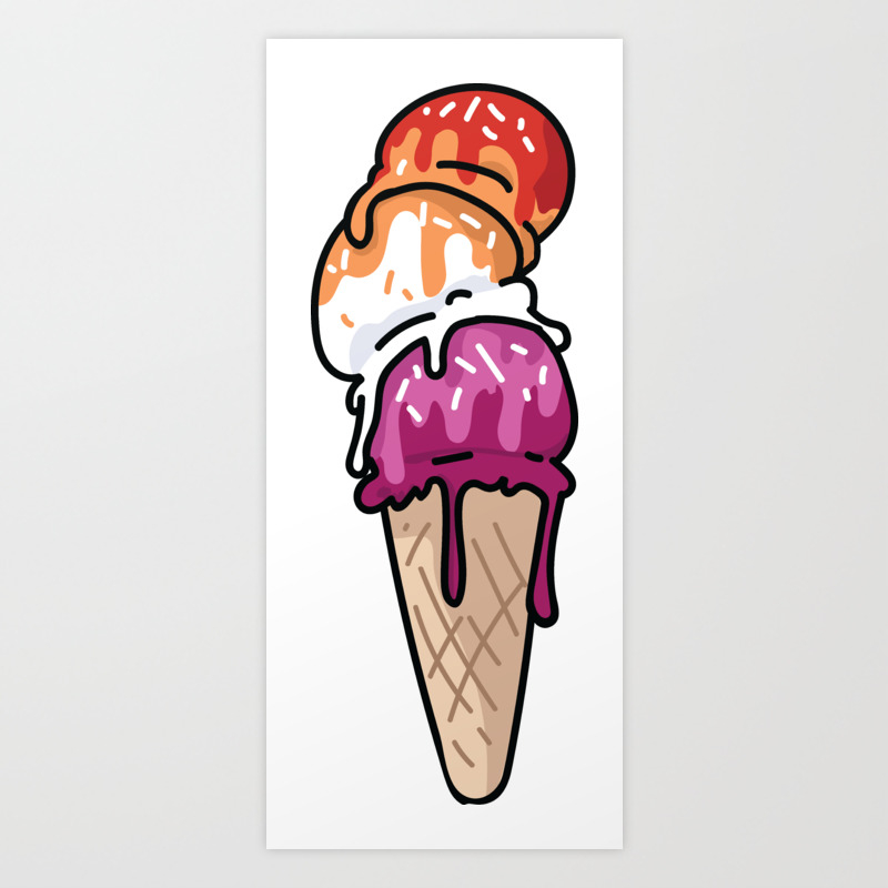 Cute Lesbian Ice Cream Cone Cartoon Vector Illustration Motif Set Art Print By Limolida Society6