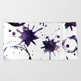 Galaxy Watercolor Splash Abstract At Pattern Beach Towel