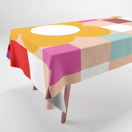 Retro Flower Power Check Pattern Tablecloth