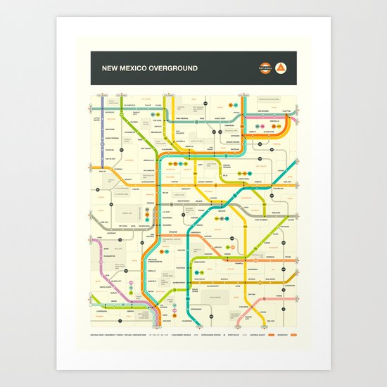 NEW MEXICO HIGHWAY MAP Art Print