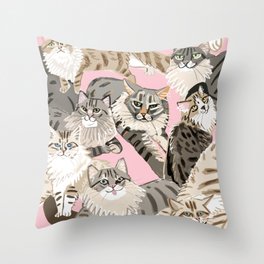 Cats Paradise in Light Pink Throw Pillow
