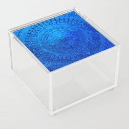 Blue Metal Flower Mandala Acrylic Box