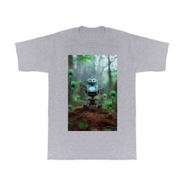 Little Blue Robot in the Forest T Shirt