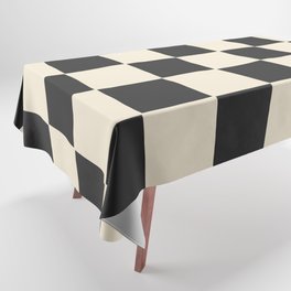 Beige & Black Check, Modern Checkerboard  Tablecloth