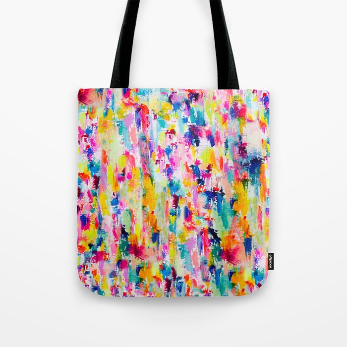 Bright Colorful Abstract Painting in Neons and Pastels Tote Bag