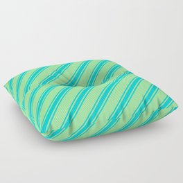 [ Thumbnail: Green & Dark Turquoise Colored Lines/Stripes Pattern Floor Pillow ]