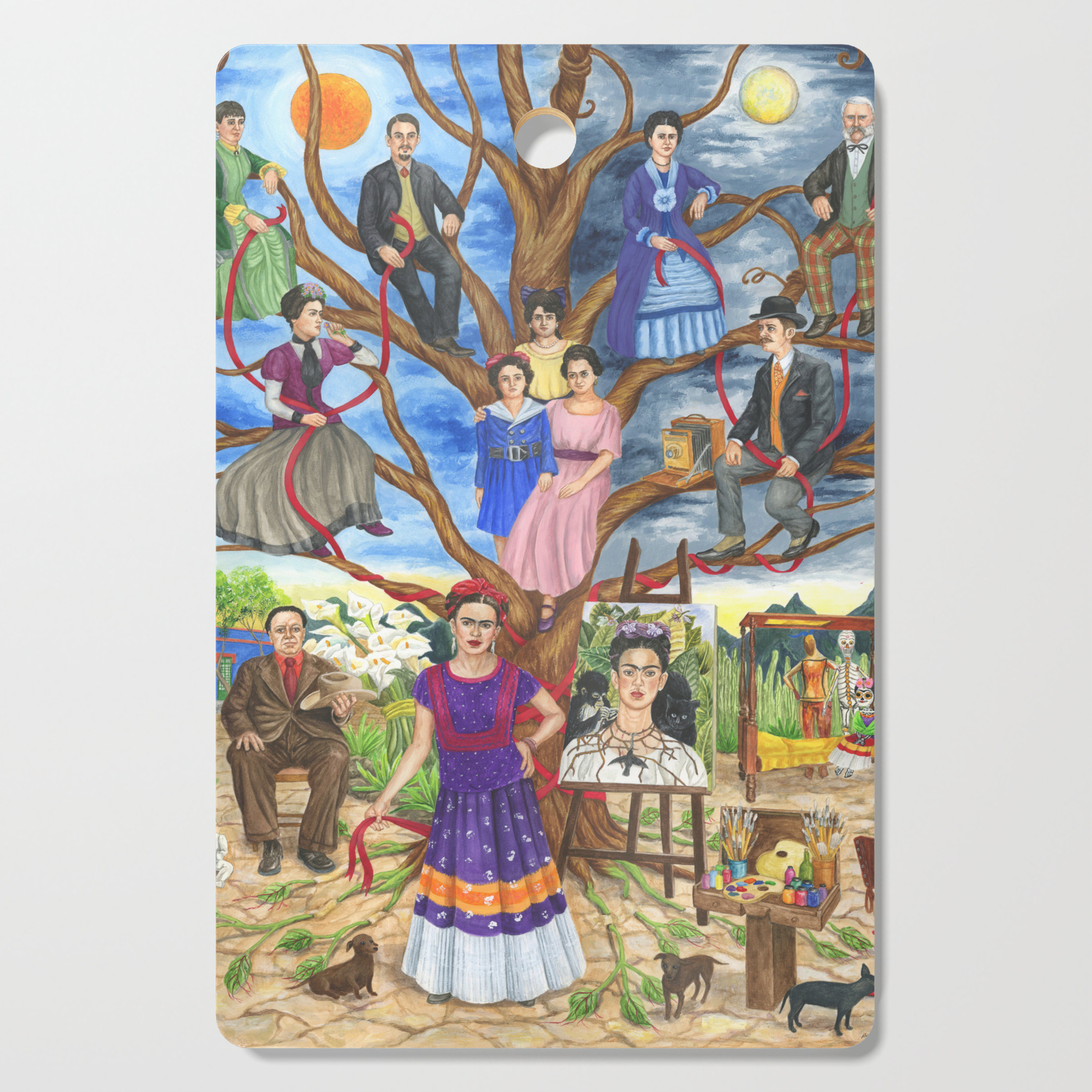 Frida Kahlo Custom Family Tree Painting Cutting Board By