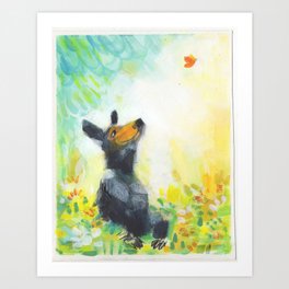 Bear with Butterfly Art Print