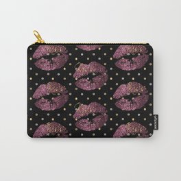 Pink Dusty Rose Glitter Lipstick Pattern Carry-All Pouch