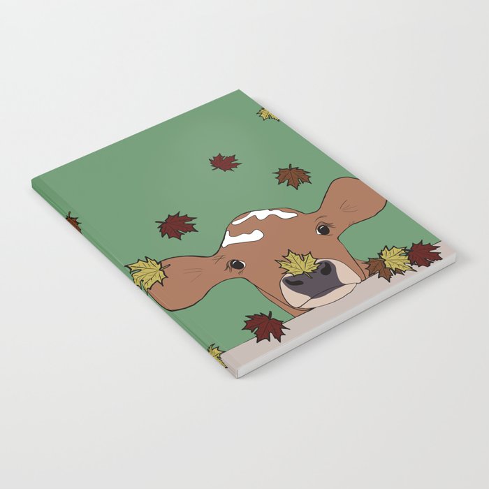 Bessie the Calf and Fall Leaves Notebook | Drawing, Digital, Cow, Cattle, Calf, Bovine, Fall-decor, Autumn-decor, Autumn-leaves, Cow-decor