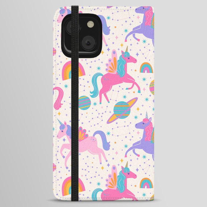 Space Unicorn - Neon Rainbow iPhone Wallet Case