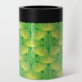 EUCALYPTUS FLORAL in BRIGHT TROPICAL GREEN AND YELLOW Can Cooler