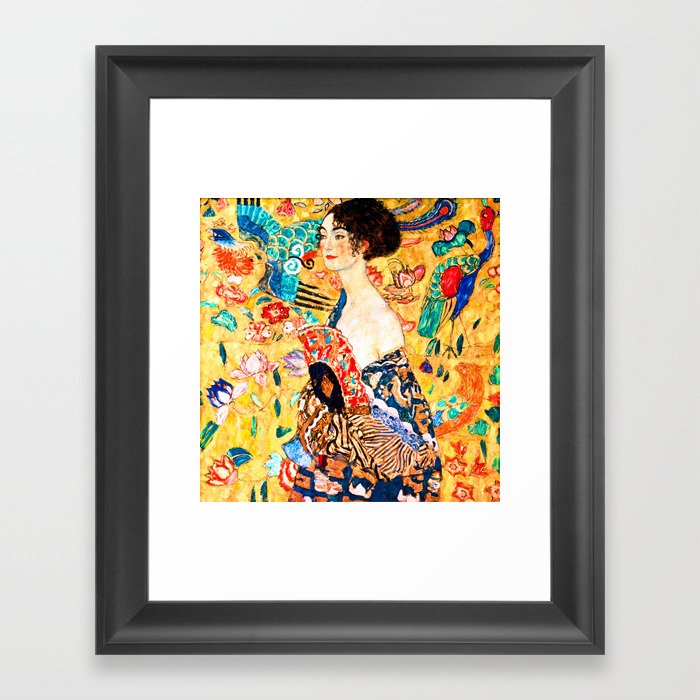 Gustav Klimt - Lady with a Fan - Dame mit Fächer - Vienna Secession Painting Framed Art Print