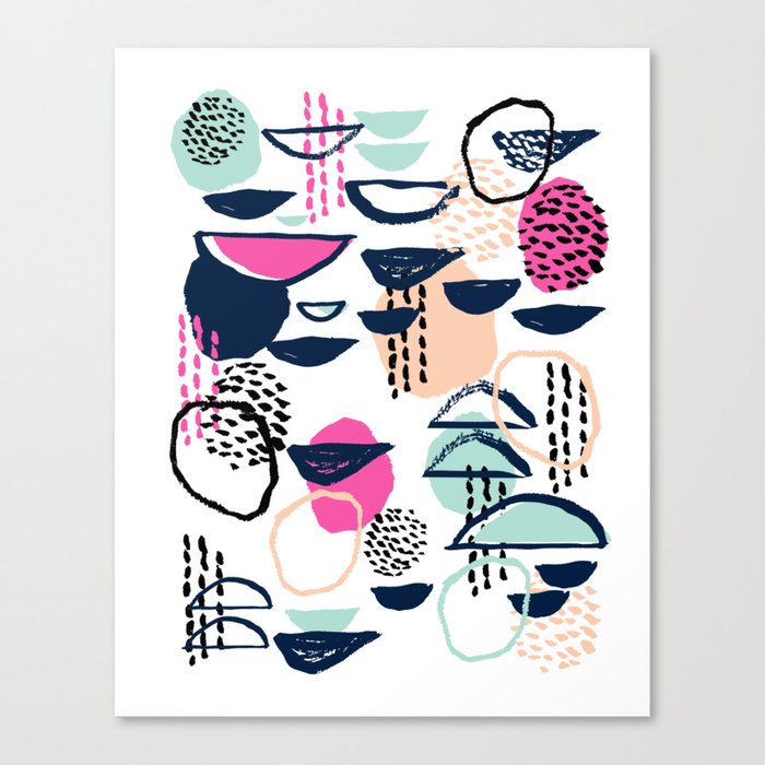 Rumba - pattern print retro cool hipster art colorful feminine shapes abstract Canvas Print