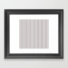 Bark Brown and White Narrow Vertical Vintage Provincial French Chateau Ticking Stripe Framed Art Print