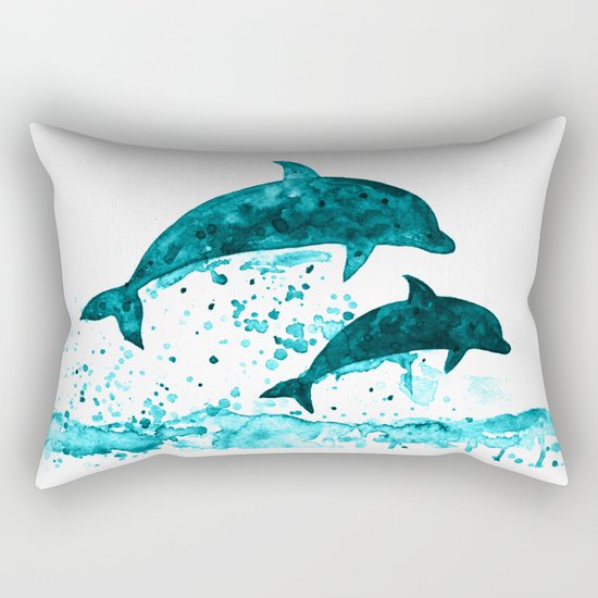 Dolphins, navy blue Rectangular Pillow