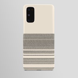 Organic Stripes - Minimalist Textured Line Pattern in Black and Almond Cream Android Case