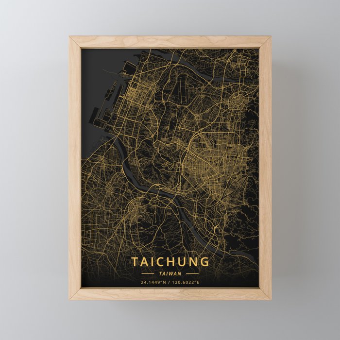 Taichung, Taiwan - Gold Framed Mini Art Print