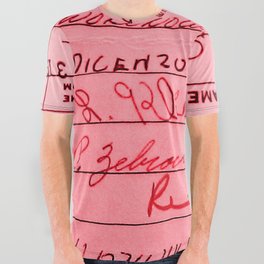 Library Card 23322 Pink All Over Graphic Tee
