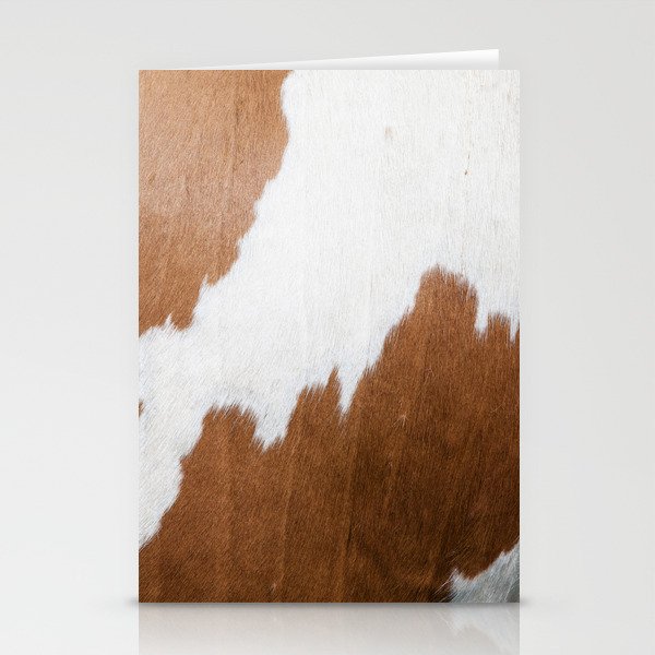 Brown and White Cowhide, Cow Skin Print Pattern Stationery Cards