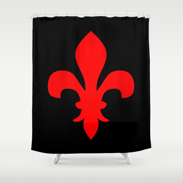 Fleur de Lis (Red & Black) Shower Curtain