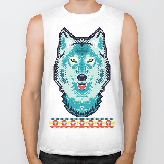 Geometric Wolf Biker Tank