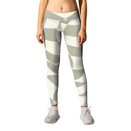 Warp wavy checked with olive green Leggings
