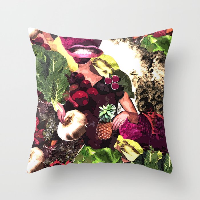 Fruit and Vegetable Salad Surprise Throw Pillow